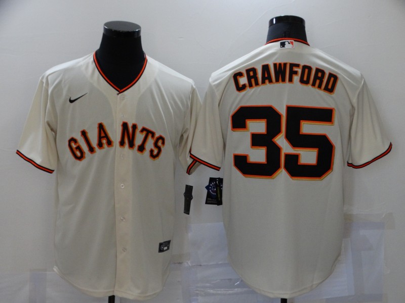 Men's San Francisco Giants Brandon Crawford #35 Beige Baseball Jersey